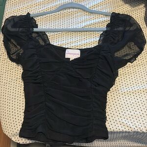 honey & sparkle black ruched going out top